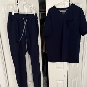 Fabletics jogger style navy blue Medical Scrub Set